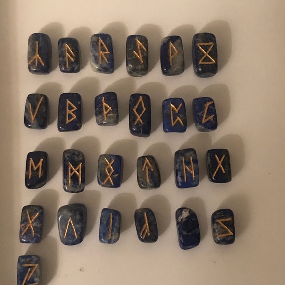 Mini Set of Lapis Nordic Runes & Book - Picture 2 of 7